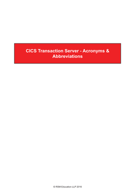 CICS Transaction Server - Acronyms & Abbreviations
