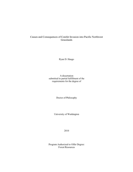 Causes and Consequences of Conifer Invasion Into Pacific Northwest Grasslands