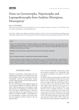 Notes on Gerromorpha, Nepomorpha and Leptopodomorpha from Sardinia ( Hemiptera, Heteroptera)*