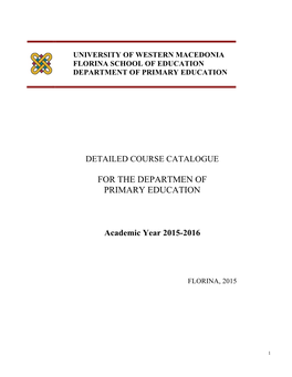 Detailed Course Catalogue