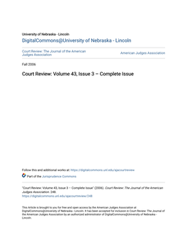 Court Review: Volume 43, Issue 3 Â•Fi Complete Issue