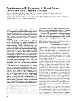 Topoisomerase II Expression in Breast Cancer