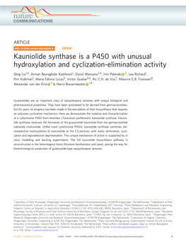 Kauniolide Synthase Is a P450 with Unusual Hydroxylation and Cyclization-Elimination Activity