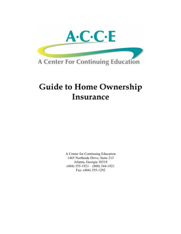 Guide to Home Ownership Insurance