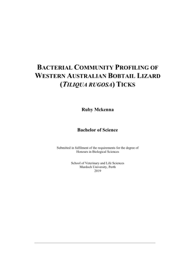 Bacterial Community Profiling of Western Australian Bobtail Lizard (Tiliqua Rugosa) Ticks