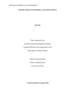 A Case Study of Ottawa Hao Pan Thesis Submitted To