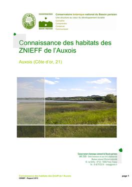 Connaissance Des Habitats Des ZNIEFF De L'auxois