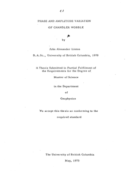 PHASE and AMPLITUDE VARIATION of CHANDLER WOBBLE by John