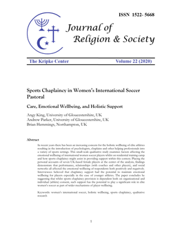 Sports Chaplaincy in Women's International Soccer Pastoral