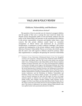 Childcare, Vulnerability, and Resilience