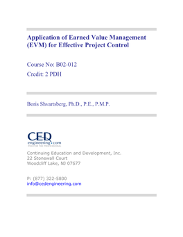 Application of Earned Value Management (EVM) for Effective Project Control