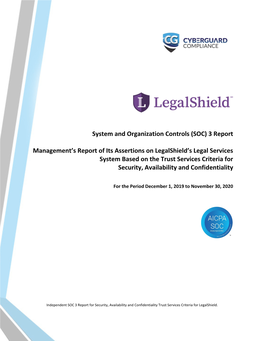 3 Report Management's Report of Its Assertions on Legalshield's Legal