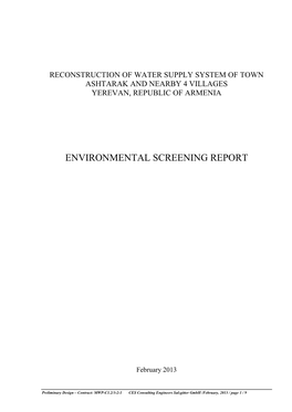 Environmental Screening Report for Ashtarak
