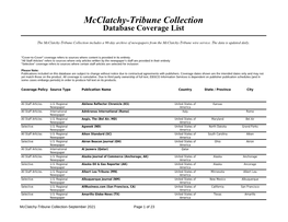 Mcclatchy-Tribune Collection Database Coverage List