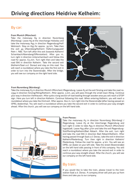 Driving Directions Heidrive Kelheim