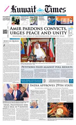Amir Pardons Convicts, Urges Peace and Unity Election Petitions