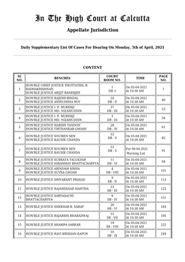 Daily Cause List Dated 05.04.2021