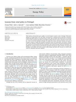 Lessons from Wind Policy in Portugal MARK ⁎ Ivonne Peñaa, Inês L