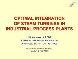 Optimal Integration of Steam Turbines in Industrial Process Plants