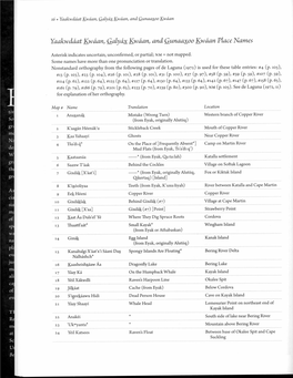 Yaakwdetat Kwaan, Galyax Kwaan, and Gunaaxoo Kwcian Place Names