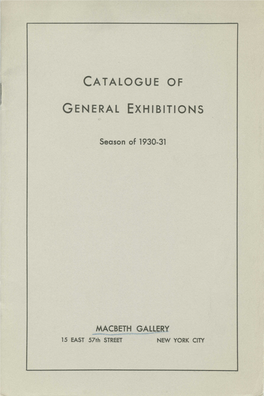 Catalogue of General Exhibitions :;Season of 1930-31