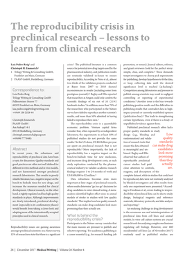 The Reproducibility Crisis in Preclinical Research – Lessons to Learn from Clinical Research