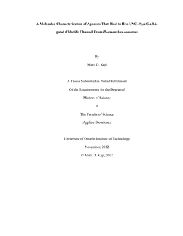 A Molecular Characterization of Agonists That Bind to Hco-UNC-49, a GABA