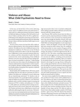 Violence and Abuse: What Child Psychiatrists Need to Know