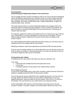 Knowing North: Understanding the Relationship Between Time and the Sun