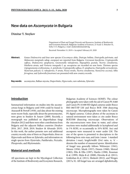 New Data on Ascomycota in Bulgaria