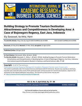 Building Strategy to Promote Tourism Destination Attractiveness and Competitiveness in Developing Area: a Case of Bojonegoro Regency, East Java, Indonesia