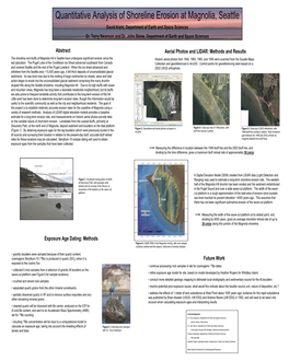 Quantitative Analysis of Shoreline Erosion at Magnolia, Seattle David Kiehl, Department of Earth and Space Sciences Dr