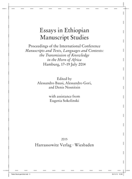 Essays in Ethiopian Manuscript Studies