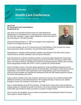 Jerry Cook VP, Government and Trade Relations Hanesbrands Inc. Jerry Cook Is Vice President of Government and Trade Relations Fo