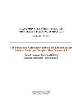 Heavy Movable Structures, Inc. Fourteenth Biennial Symposium