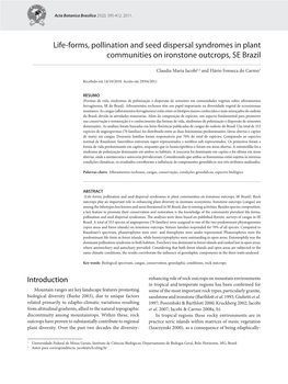 Life-Forms, Pollination and Seed Dispersal Syndromes in Plant Communities on Ironstone Outcrops, SE Brazil