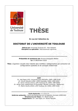 Doctorat De L'université De Toulouse