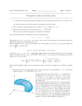 Parametric Surfaces and Their Areas