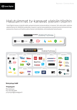 Halutuimmat Tv-Kanavat Yleisiin Tiloihin