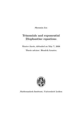 Trinomials and Exponential Diophantine Equations