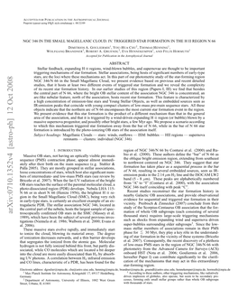 Arxiv:0710.1352V4 [Astro-Ph] 12 Oct 2008 Germany 6O Nsotn6 Hnz 96,Tebiheth Brightest the 1956), (Henize 66 N Short in Or 115- LHA 66 Nebula N Develops