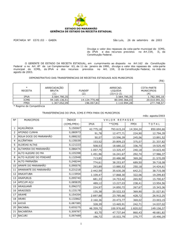 Estado Do Maranhão Gerência De Estado Da Receita Estadual