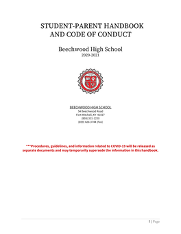 Student-Parent Handbook and Code of Conduct