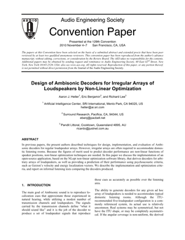 Ambisonic Decoders by Nonlinear Optimization