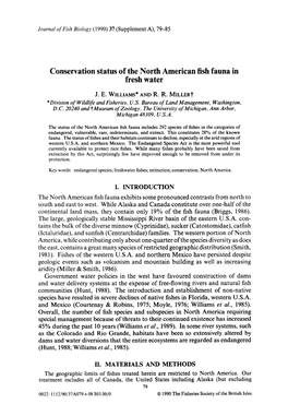 Conservation Status of the North American Fish Fauna in Fresh Water