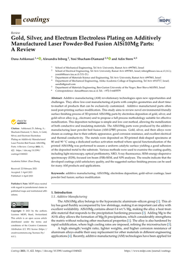 Gold, Silver, and Electrum Electroless Plating on Additively Manufactured Laser Powder-Bed Fusion Alsi10mg Parts: a Review