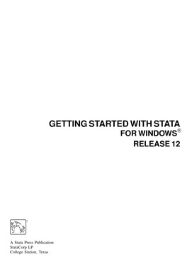 Getting Started with Stata for Windows R Release 12