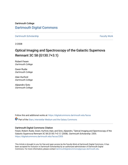 Optical Imaging and Spectroscopy of the Galactic Supernova Remnant 3C 58 (G130.7+3.1)