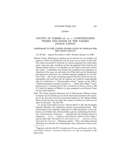 COUNTY of YAKIMA Et Al. V. CONFEDERATED TRIBES and BANDS of the YAKIMA INDIAN NATION Certiorari to the United States Court of Appeals for the Ninth Circuit