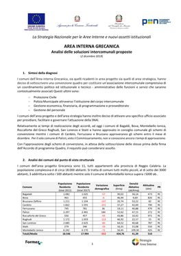 AREA INTERNA GRECANICA Analisi Delle Soluzioni Intercomunali Proposte (2 Dicembre 2019)